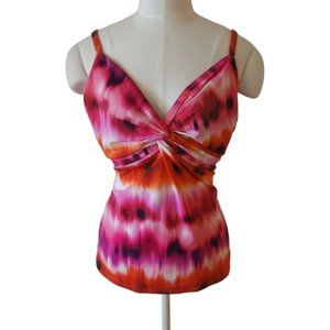 Miracle Suit Pink orange tie dye tankini top with built in bra